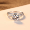 AAA Clear CZ Engagement Ring with Flower Shape 925 Sterling Silver Ring